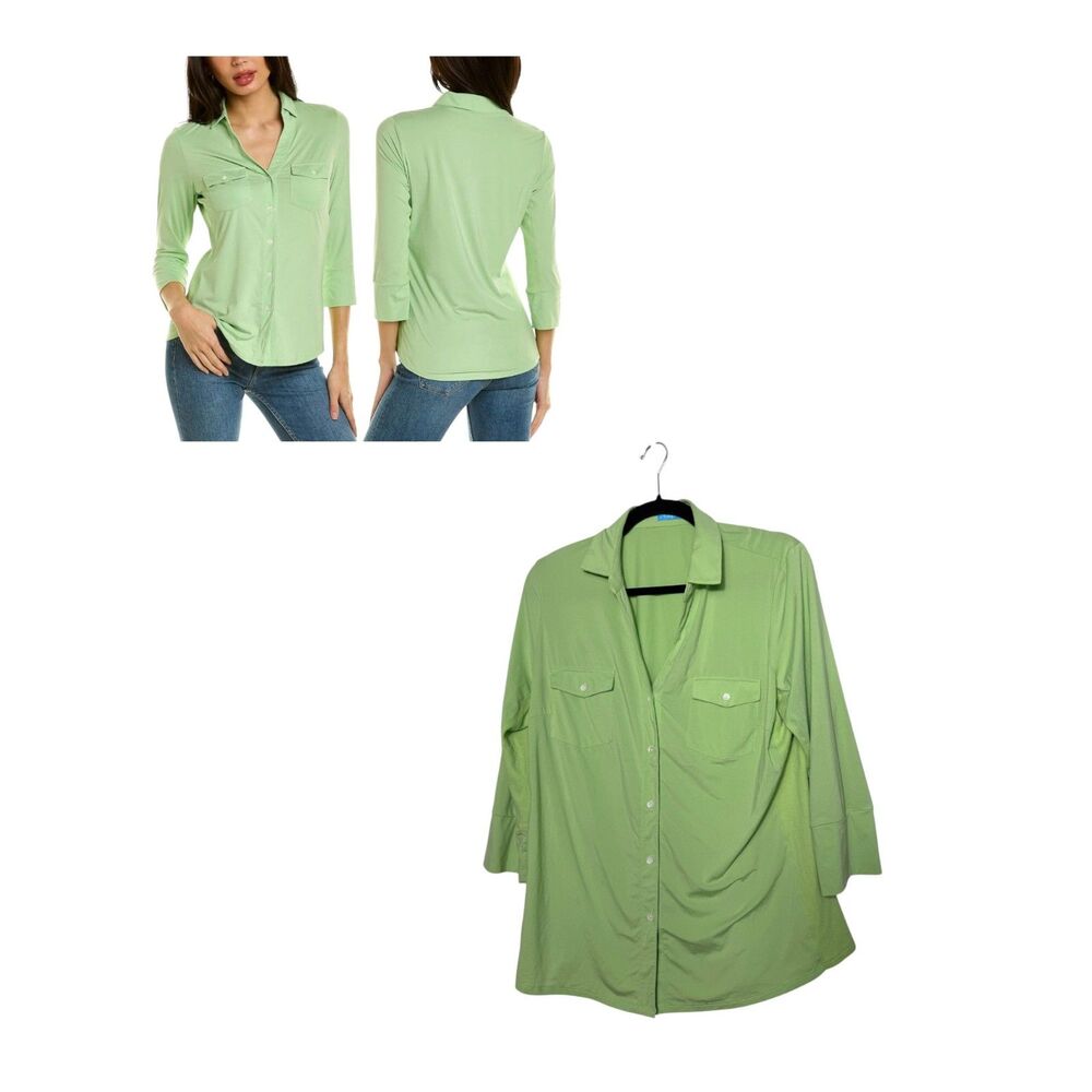 J. McLaughlin Bright Green Long Sleeve Button Shirt Size XL